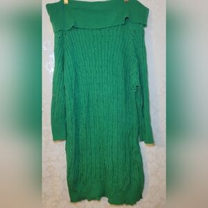 Chic Green Off-Shoulder Knit Dress
